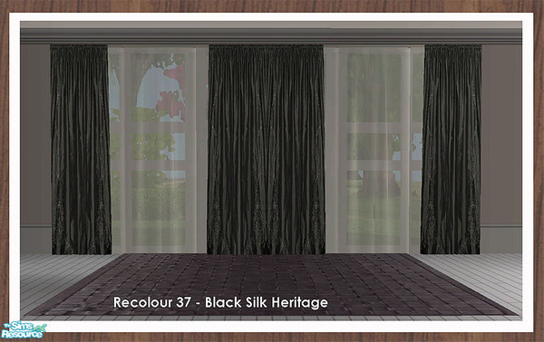 Sims 2 — Curtain Recolour - Black Heritage by simtomatic — Recolours all files in black silk heritage.