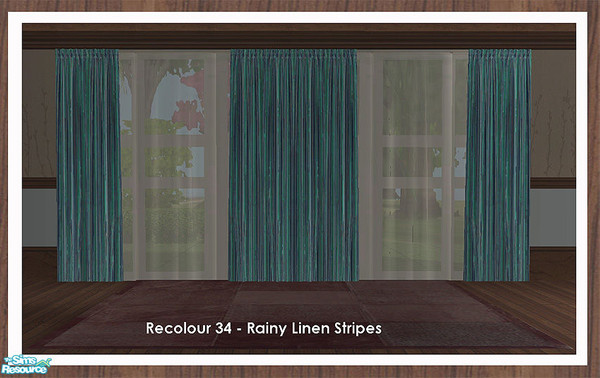 Sims 2 — Curtain Recolour - Rainy Linen Stripes by simtomatic — Recolours all files in rainy linen stripes.