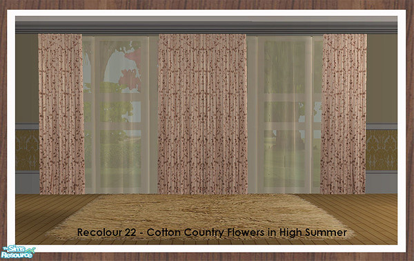 Sims 2 — Curtain Recolour - Cotton Country Flower by simtomatic — Recolours all files in high summer cotton country