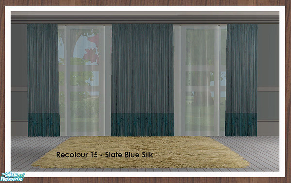 Sims 2 — Curtain Recolour - Slate Blue Silk by simtomatic — Recolours all files in slate blue silk.