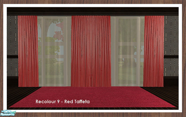 Sims 2 — Curtain Recolour - Red Taffeta by simtomatic — Recolours all files in red taffeta with a pale salmon voile