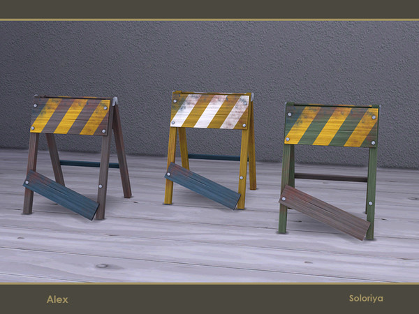 Sims 4 — Alex. Floor Sign, v1 by soloriya — Floor sign, version 1. Part of Alex set. 3 color variations. Category: