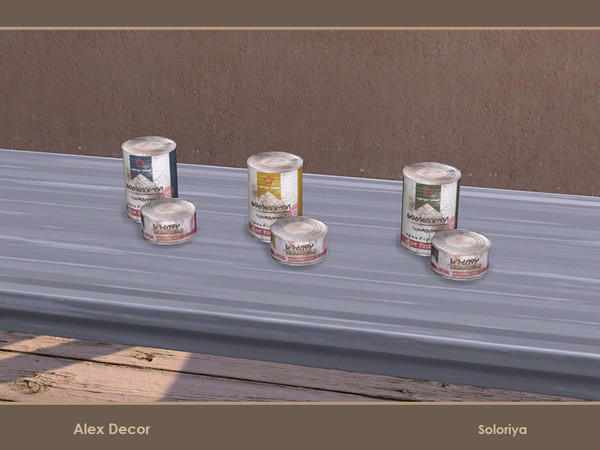 Sims 4 — Alex Decor. Canned Food by soloriya — Decorative canned food. Part of Alex Decor set. 3 color variations.