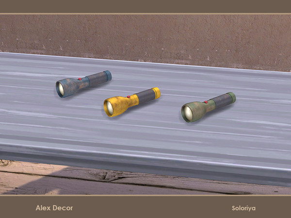 Sims 4 — Alex Decor. Flashlight by soloriya — Decorative flashlight. Part of Alex Decor set. 3 color variations.