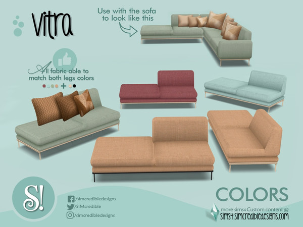 Sims 4 — Vitra Loveseat - colors by SIMcredible! — by SIMcredibledesigns.com available at TSR 4 colors in 8 variations