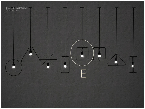 Sims 4 — [Loft lighting] - ceiling lamp E by Severinka_ — Ceiling lamp E From the set 'Loft lighting' Build / Buy
