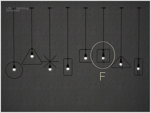 Sims 4 — [Loft lighting] - ceiling lamp F by Severinka_ — Ceiling lamp F From the set 'Loft lighting' Build / Buy