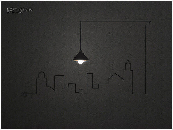 Sims 4 — [Loft lighting] - wall lamp TOWN MW by Severinka_ — Wall lamp TOWN (big, for middle wall) From the set 'Loft