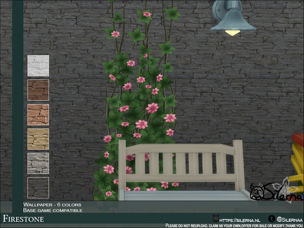 Sims 4 — Firestone by Silerna — Brickwalls in grey and brown colors. -Base game compatible. -6 swatches -Located in Rock