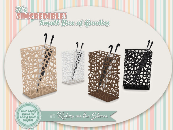 Sims 4 — Riders on the storm - Umbrella Rack 2 - REQUIRES SEASONS by SIMcredible! — It's SIMcredible! Small box of