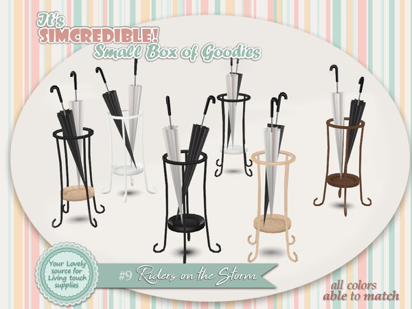 Sims 4 — Riders on the storm - Umbrella Rack 3 - REQUIRES SEASONS by SIMcredible! — It's SIMcredible! Small box of