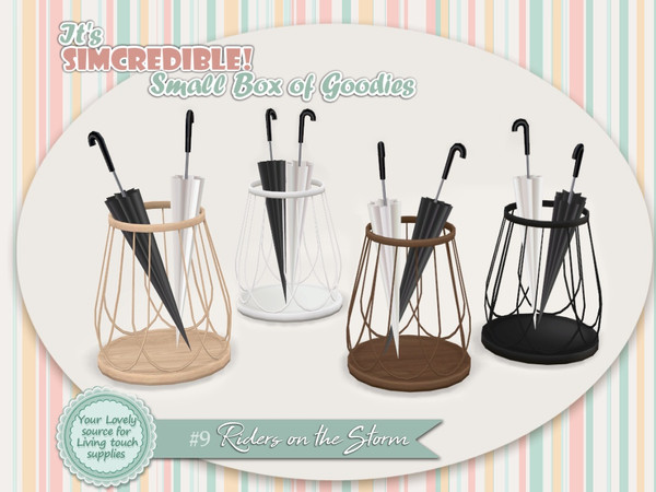 Sims 4 — Riders on the storm - Umbrella Rack 6 - REQUIRES SEASONS by SIMcredible! — It's SIMcredible! Small box of