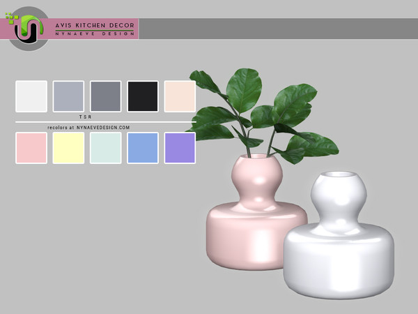 Sims 4 — Avis Vase v1 by NynaeveDesign — Avis Kitchen Decor - Vase v1 Found under: Decor - Plants Price: 183 Tiles: 1x1
