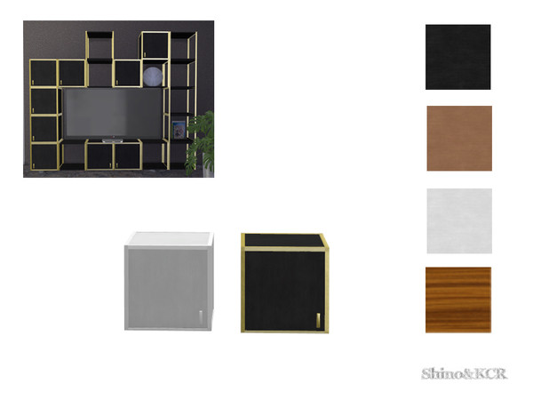 Sims 4 — Living Christine - Shelf small w Door Right by ShinoKCR — Sleek and modern Livingroom find it under Displays