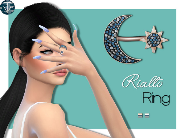 Sims 4 — Rialto Ring by TiffanyVegas — Part of Venetian's Nights set. Open ring placed to left hand's middle finger