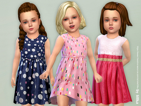 Sims 4 — Toddler Dresses Collection P133 [NEEDS TODDLER STUFF] by lillka — Toddler Dresses Collection P133 3 styles YOU
