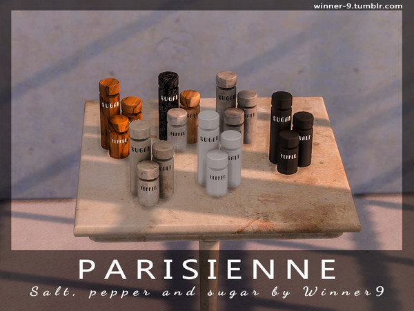 Sims 4 — Parisienne Salt, pepper and sugar by Winner9 — Spices (salt, pepper and sugar) from my cafe dining set