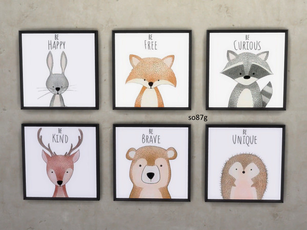 Sims 4 — words & animals by so87g — Collection of minimal pics. Set of 6 paintings. Cost : 275 you can found it in