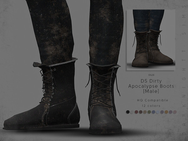 Sims 4 — DS Dirty Apocalypse Boots [Male] by DarkNighTt — DS Dirty Apocalypse Boots [Male] Have 12 colors. Detailed mesh.