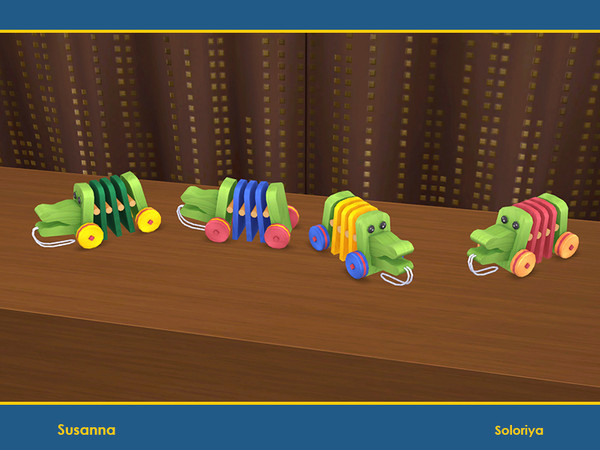 Sims 4 — Susanna Decor. Crocodile by soloriya — Decorative wooden toy crocodile. Part of Susanna set. 4 color variations.