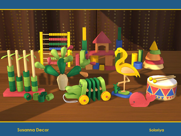 Sims 4 — Susanna Decor by soloriya — A set of decorative toys for your kids rooms. Includes 10 objects, has 3-5 color