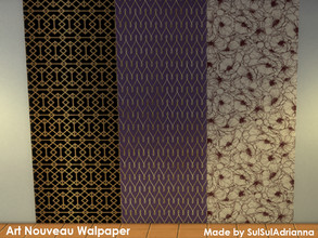 Sims 4 — Art Nouveau Wallpaper by SulSulAdrianna — Art Nouveau inspired wallpaper with three swatches. I hope you enjoy