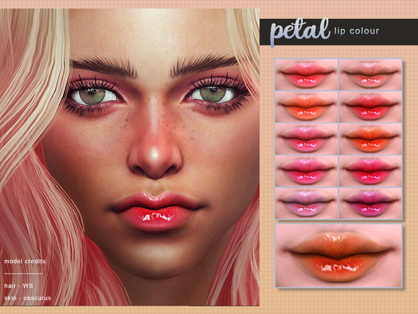 Sims 4 — [ Petal ] - Lip Colour by Screaming_Mustard — A super glossy lip colour in bright shades. With custom thumb