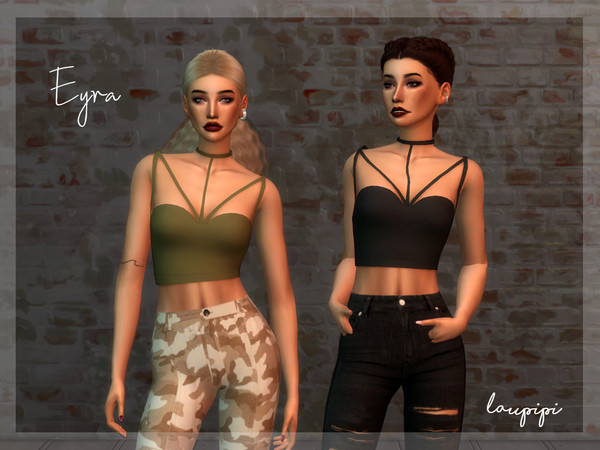 Sims 4 — Eyra by laupipi2 — New Apocalypse Top!! New mesh, all LODs Base game compatible 10 Swatches Shadow and Normal