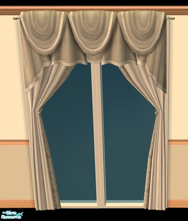 Sims 2 — NK PI Plain Curtains - Eggshell by MoMama — A plain, simple 2-tone curtain in Eggshell.