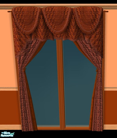 Sims 2 — NK PI Weave Curtains - PeachNBROWN by MoMama — A 2-tone woven curtain in PeachNBrown. (The brown side of