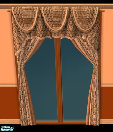 Sims 2 — NK PI Weave Curtains - Peach by MoMama — A 2-tone woven curtain in Peach. (The peach side of PeachNBrown.)