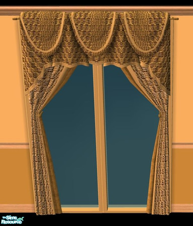 Sims 2 — NK PI Weave Curtains - Gold by MoMama — A 2-tone woven curtain in Gold.