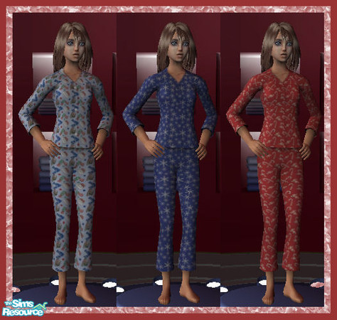 Sims 2 — TF Christmas PJ Collection 2006 by PsychoSim — This warm and fuzzy flannel pajama collection will delight any
