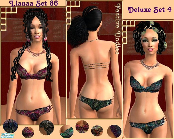 Sims 2 — Set 86 Deluxe IV by Lianaa —  Deluxe IV - Festive set of undies in wonderful colour combinations, part of a