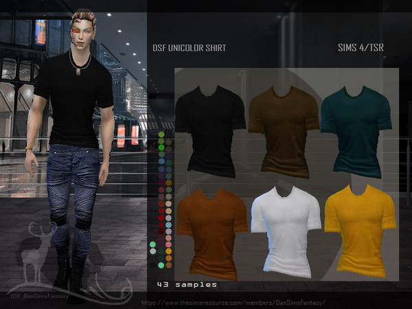 Sims 4 — DSF UNICOLOR SHIRT by DanSimsFantasy — Do you ever need a simple shirt? A single color? serene, without letters,