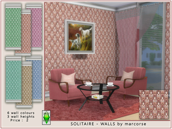 Sims 4 — Solitaire - Walls by marcorse. by marcorse — A small formal Damask-like design based around a stylised solitaire