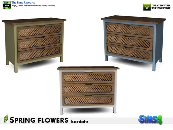 Sims 4 — kardofe_Spring flowers_Chest of drawers by kardofe — Furniture with three drawers, with the front decorated in