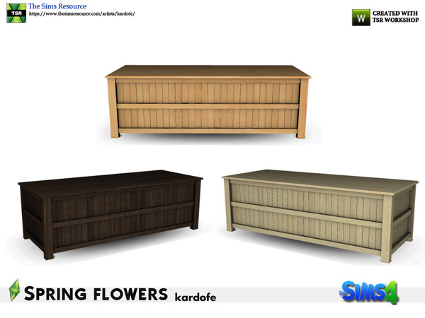 Sims 4 — kardofe_Spring flowers_Chest by kardofe — Trunk made of wooden boards, can be used as a coffee table, in three