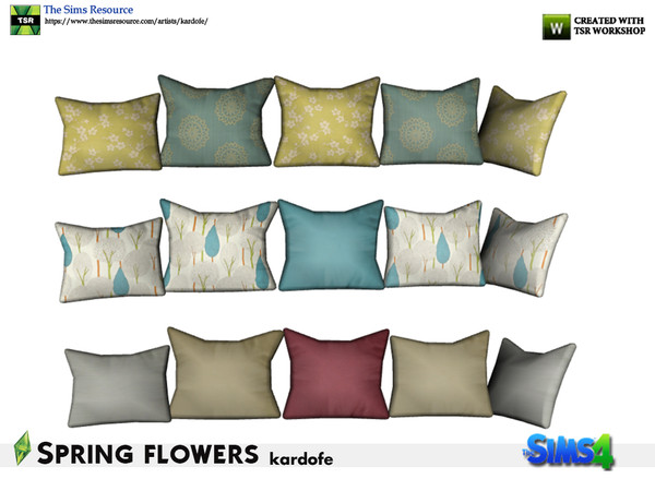 Sims 4 — kardofe_Spring flowers_Sofa cushions by kardofe — Cushions to place on the sofa, no trick, in three color