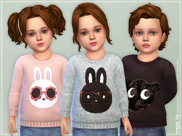 Sims 4 — Cozy Animal Sweater 03 [NEEDS CATS & DOGS] by lillka — Cozy Animal Sweater for Toddler 3 styles YOU NEED