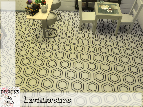 Sims 4 — Double Hex Floor by lavilikesims — by Lavilikesims Hexagon shape with small hexagon shape inside the other one.