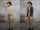 Sims 4 — Indiana Jones - outfit by Pandeajo — Standalone recolours for Indiana Jones' shirt, jacket, pants, hat, hair