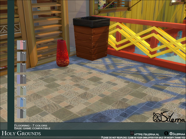 Sims 4 — Holy Grounds by Silerna — Beautiful multicolored tiles in mini and big squares to fancy up the garden! -Base