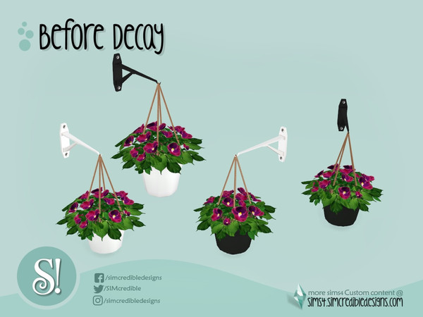 Sims 4 — Before Decay - wall flower by SIMcredible! — by SIMcredibledesigns.com available at TSR 2 colors in 4 variations