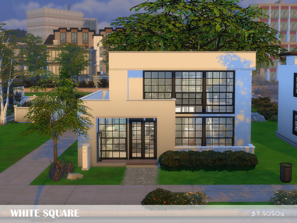 Sims 4 — White Square by Sosou — Imagine a modern white square loft. Now imagine living there...maybe alone, maybe with