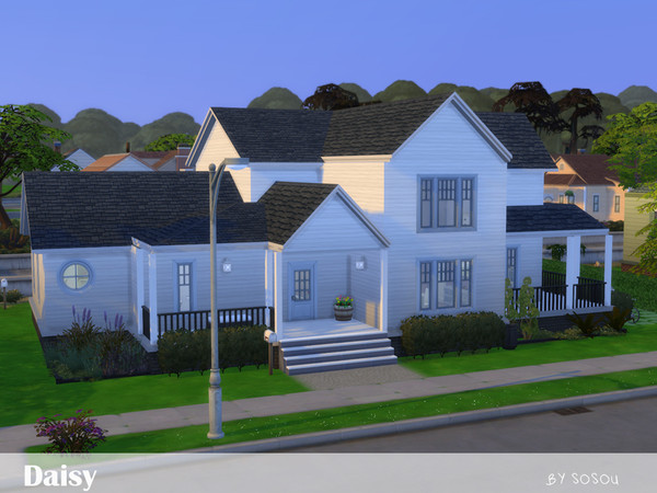 Sims 4 — Daisy by Sosou — Dreaming about a house with 3 bedrooms and a pool? This house is yours to grow your sim family