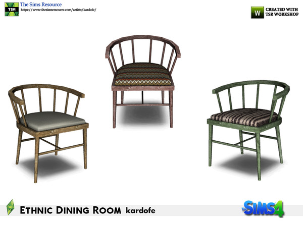 Sims 4 — kardofe_Ethnic Dining Room_Chair by kardofe — Natural ethnic style dining chair, made from recycled wood, in