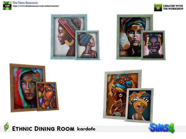 Sims 4 — kardofe_Ethnic Dining Room_Pictures by kardofe — Two paintings to be supported on a surface, with a wooden frame