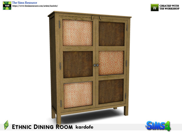Sims 4 — kardofe_Ethnic Dining Room_Sideboard by kardofe — Wooden furniture, ethnic style, with two large doors with the