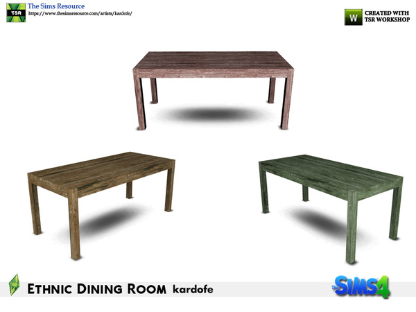 Sims 4 — kardofe_Ethnic Dining Room_Table by kardofe — Wooden table in natural ethnic style, made of recycled wood, in